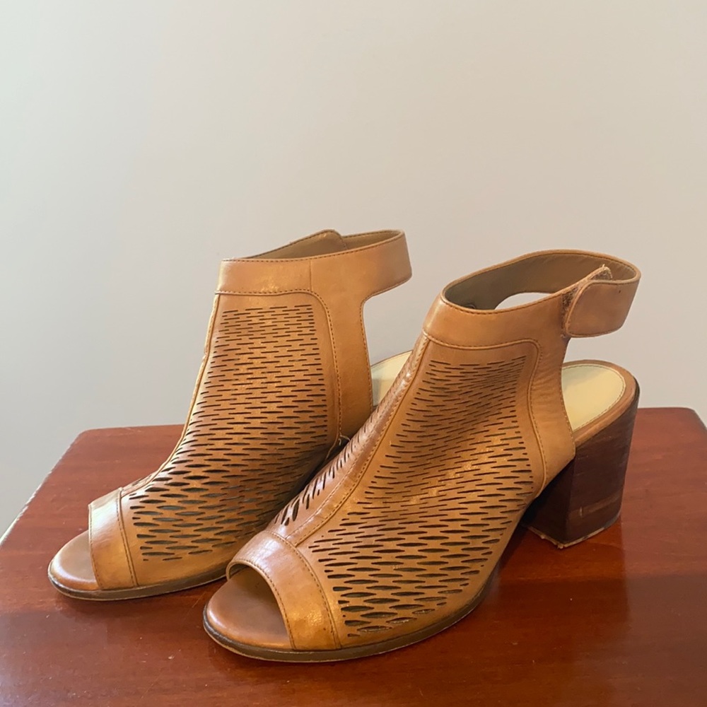 Vince Camuto peep toe booties with block heel